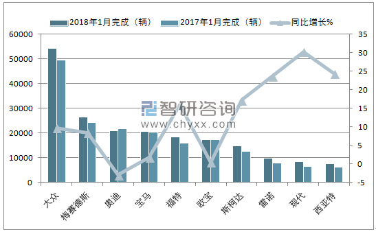 2018年1月德国乘用车(前十)注册情况