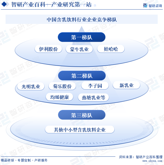 中国含乳饮料行业企业竞争梯队