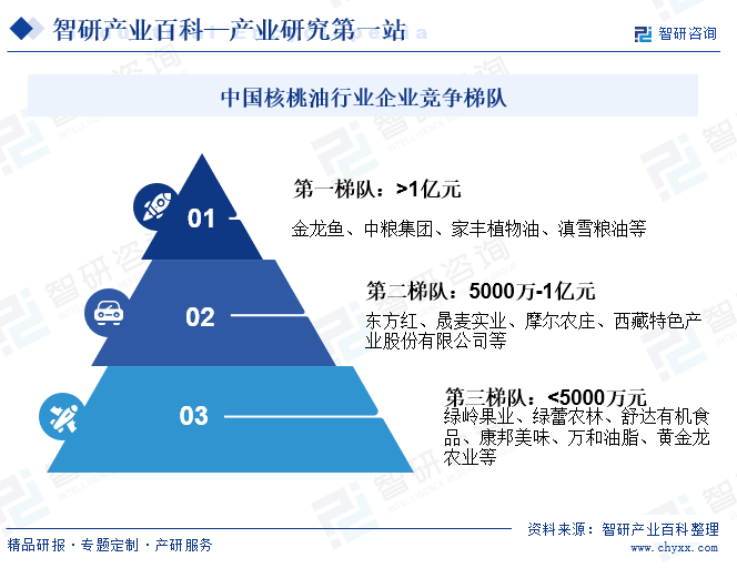 中国核桃油行业企业竞争梯队