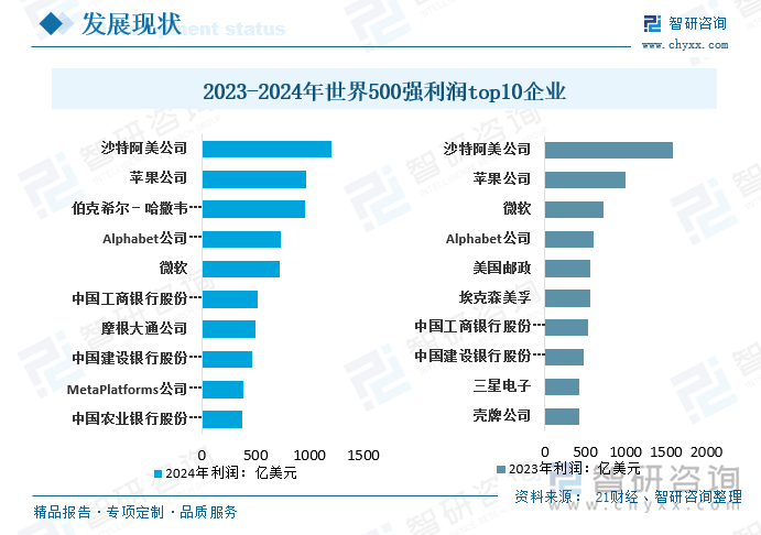 2023-2024年世界500强利润top10企业