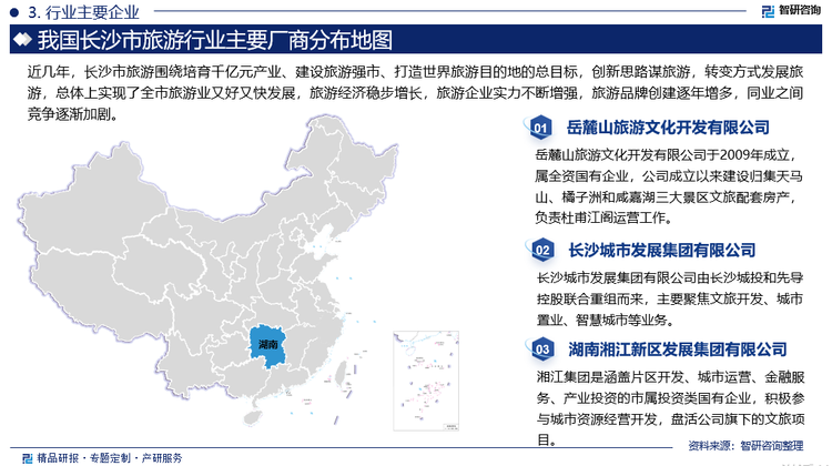 近几年，长沙市旅游围绕培育千亿元产业、建设旅游强市、打造世界旅游目的地的总目标，创新思路谋旅游，转变方式发展旅游，总体上实现了全市旅游业又好又快发展，旅游经济稳步增长，旅游企业实力不断增强，旅游品牌创建逐年増多，同业之间竞争逐渐加剧。目前长沙的旅游开发已基本成型，早期开发者已经占领了优势资源，新进入者风险进一步增高。